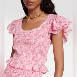 Love Shack Fancy Milta Top Size Small NWT Pink Berry Fields